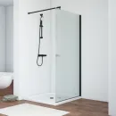 Душевая перегородка Vegas Glass EAF NOVO h2000 96 02M Moru 96 см, профиль черный матовый, стекло рифленое