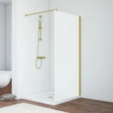 Душевая перегородка Vegas Glass EAF NOVO h2000 96 03 10 96 см, профиль золотой матовый, стекло сатин