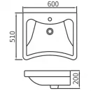 Раковина Arrow AP336 60x51 см, подвесная, с кронштейнами, белый
