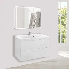 Комплект мебели белый глянец 80 см Vincea Mia VMC-2MA800GW + VCB-3M800W + VLM-3VC800