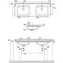 Раковина 150x55 см с одним отверстием под смеситель Kerasan Waldorf 4143K1bi/cr*1