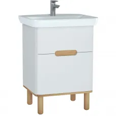 Тумба с раковиной белый матовый/дуб 63 см Vitra Sento 60822