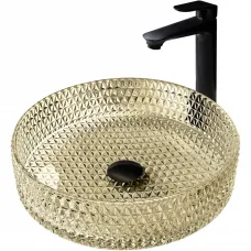 Раковина-чаша Abber Glas AK2301GG 39,5x39,5 см, накладная, золотой
