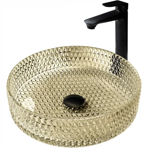 Раковина-чаша Abber Glas AK2301GG 39,5x39,5 см, накладная, золотой