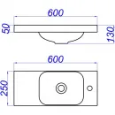 Раковина 60x25 см Aqwella 5 Stars Compact Slim CMPSL.06.04.D