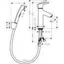 Смеситель для раковины с донным клапаном с гигиеническим душем Hansgrohe Talis S 72290000