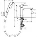 Смеситель для раковины без донного клапана с гигиеническим душем Hansgrohe Rebris S 72215000