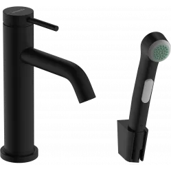 Смеситель для раковины Hansgrohe Tecturis S 73211670 с гигиеническим душем, донным клапаном, черный матовый