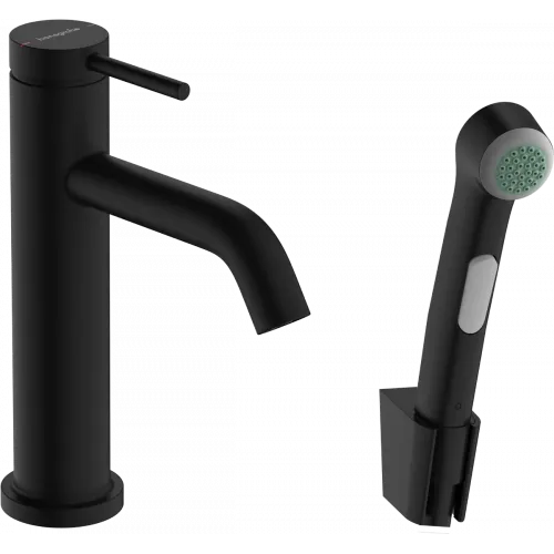Смеситель для раковины Hansgrohe Tecturis S 73211670 с гигиеническим душем, донным клапаном, черный матовый