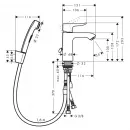 Смеситель для раковины 110 с гигиеническим душем Hansgrohe Metris 31285000