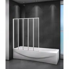 Шторка на ванну Cezares Relax RELAX-V-5-120/140-C-Bi 120 см, профиль белый глянец, стекло прозрачное