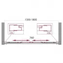 Шторка для ванны 150-180 см BelBagno UNIQUE-VF-2-150/180-140-C-Cr прозрачное