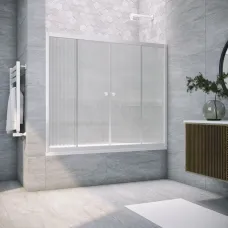 Шторка на ванну Vegas Glass Z2V Protec 180 01 Moru 180 см, профиль белый, стекло рифленое