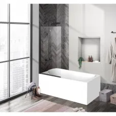 Шторка для ванны 90 см BelBagno UNO-V-1-90/150-C-NERO прозрачное
