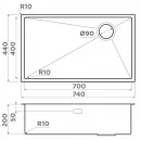 Кухонная мойка Omoikiri Taki 74-U/IF-IN Side нержавеющая сталь 4993170