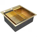 Кухонная мойка Paulmark Kroner-Pro PM705151-BG+A405-BG 51x51 см, золотой матовый