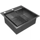 Кухонная мойка Paulmark Kroner-Pro PM705151-GM+A405-GM 51x51 см, вороненая сталь