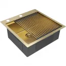 Кухонная мойка Paulmark Kroner-Pro PM705151-BG+R405-BG 51x51 см, золотой матовый