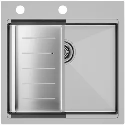 Кухонная мойка Paulmark Kroner-Pro PM705151-BS+A405-BS 51x51 см, нержавеющая сталь