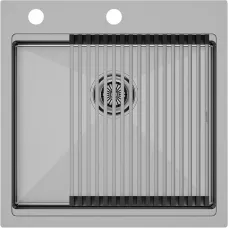 Кухонная мойка Paulmark Kroner-Pro PM705151-BS+R405-BS 51x51 см, нержавеющая сталь