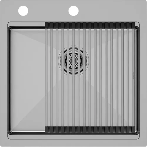 Кухонная мойка Paulmark Kroner-Pro PM705151-BS+R405-BS 51x51 см, нержавеющая сталь