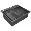 Кухонная мойка Paulmark Kroner-Pro PM705951-GM+A405-GM 59x51 см, вороненая сталь
