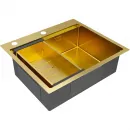 Кухонная мойка Paulmark Kroner-Pro PM705951-BG+A405-BG 59x51 см, золотой матовый