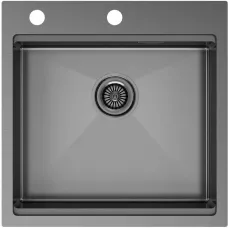 Кухонная мойка Paulmark Kroner-Pro PM705151-GM 51x51 см, вороненая сталь