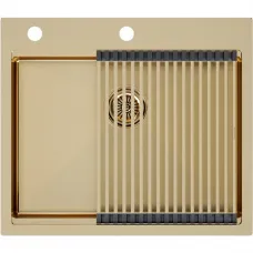 Кухонная мойка Paulmark Kroner-Pro PM705951-BG+R405-BG 59x51 см, золотой матовый