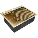 Кухонная мойка Paulmark Kroner-Pro PM705951-BG+R405-BG 59x51 см, золотой матовый