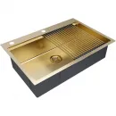 Кухонная мойка Paulmark Kroner-Pro PM707551-BG+R405-BG 75x51 см, золотой матовый