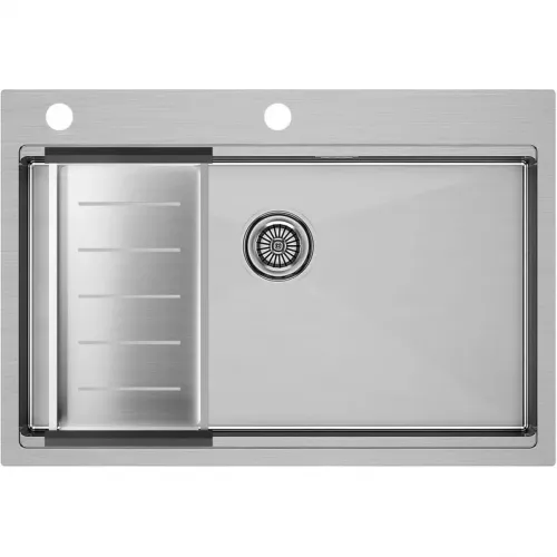 Кухонная мойка Paulmark Kroner-Pro PM707551-BS+A405-BS 75x51 см, нержавеющая сталь