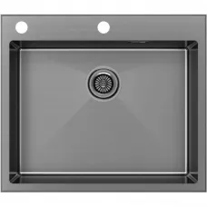 Кухонная мойка Paulmark Kroner-Edge PM775951-GM 59x51 см, вороненая сталь