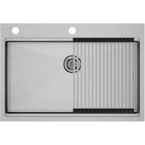 Кухонная мойка Paulmark Kroner-Pro PM707551-BS+R405-BS 75x51 см, нержавеющая сталь