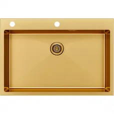 Кухонная мойка Paulmark Kroner-Edge PM777551-BG 75x51 см, золотой матовый