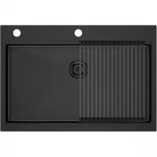 Кухонная мойка Paulmark Kroner-Pro PM707551-GM+R405-GM 75x51 см, вороненая сталь