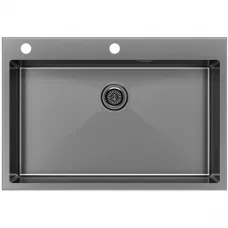 Кухонная мойка Paulmark Kroner-Edge PM777551-GM 75x51 см, вороненая сталь
