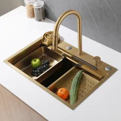Кухонная мойка Abber Wasser Kreis AF2194G 68x46 см, золотой матовый