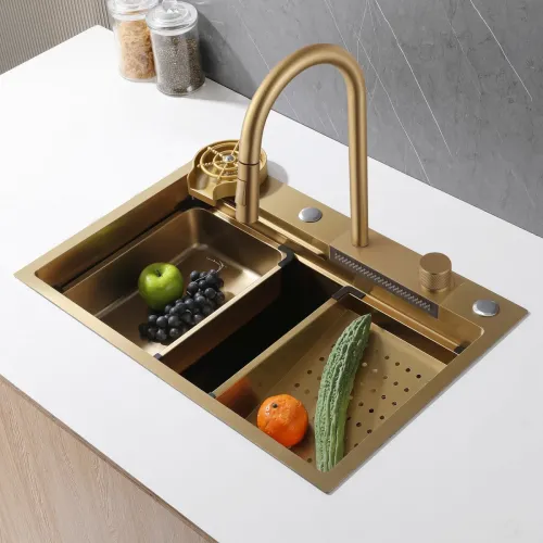 Кухонная мойка Abber Wasser Kreis AF2194G 68x46 см, золотой матовый