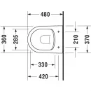Унитаз подвесной Duravit ME by Starck 45300900A1 безободковый, с сиденьем микролифт, альпийский белый