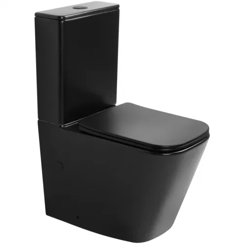 Унитаз-компакт Abber Rechteck AC1210TMB безободковый, торнадо, с сиденьем микролифт, черный матовый