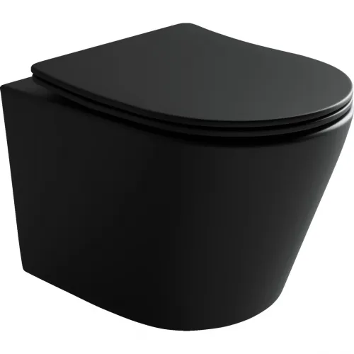 Унитаз подвесной Ceramica Nova Balearica CN6000MB безободковый, с сиденьем микролифт, черный матовый