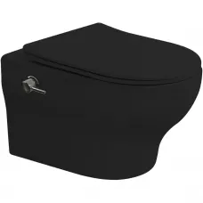 Унитаз подвесной Boheme Fiore 978-SET-2-B безободковый, с функцией биде, торнадо, с сиденьем микролифт, черный матовый