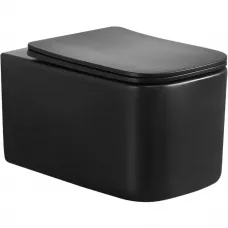 Унитаз подвесной Boheme Mane 970-SET-B безободковый, с сиденьем микролифт, черный матовый