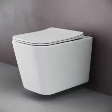 Унитаз подвесной Ceramica Nova Cubic CN1806 безободковый, с сиденьем микролифт, белый