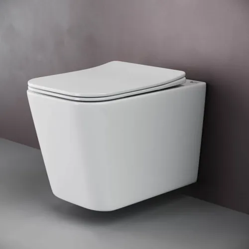 Унитаз подвесной Ceramica Nova Cubic CN1806 безободковый, с сиденьем микролифт, белый