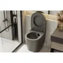 Унитаз подвесной Abber Bequem AC1102TMG безободковый, торнадо, с сиденьем микролифт, серый матовый