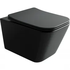 Унитаз подвесной Ceramica Nova Metric CN3007MB безободковый, с сиденьем микролифт, черный матовый