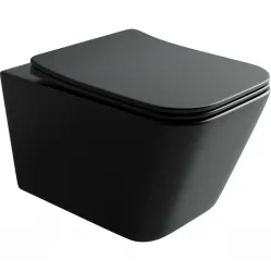 Унитаз подвесной Ceramica Nova Metric CN3007MB безободковый, с сиденьем микролифт, черный матовый