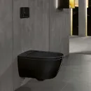 Электронный унитаз-биде подвесной Villeroy & Boch ViClean V0E100S0 безободковый, с сиденьем микролифт, черный глянец